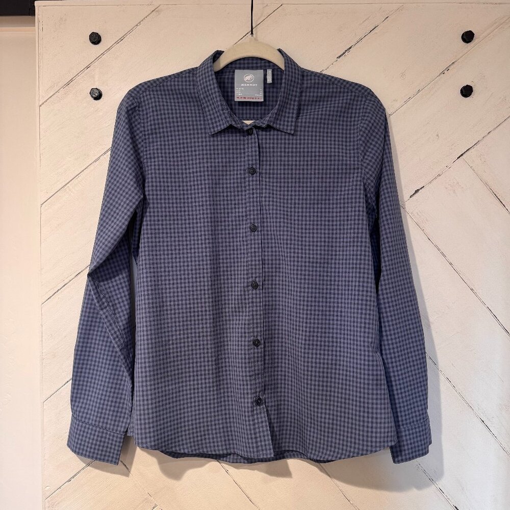 Mammut Blue & Black Plaid Button Down Hiking Shirt